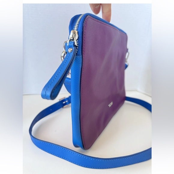 Tumi Prism Tech iPad Mini Tablet Crossbody Bag Color Block Blue Purple Pink - Picture 3 of 14